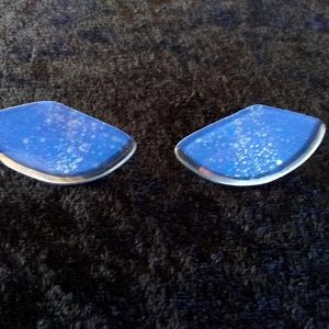 Vintage Karla Jordan - Blue/Silver Glass Earrings